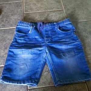 Silver jegging thick material jean shorts stretch